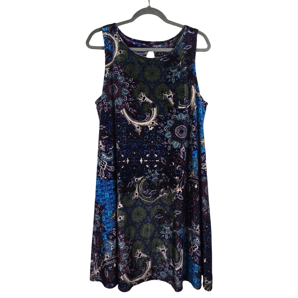 Signature by Robbie Bee Burnout Velvet Swing Dress Women XL Y2K Whimsygoth